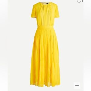J. crew yellow embroidered chiffons midi dress